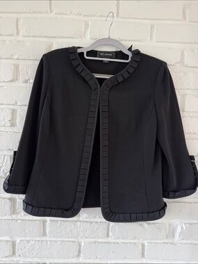 St. John Black Pleated-Trim Blazer 4